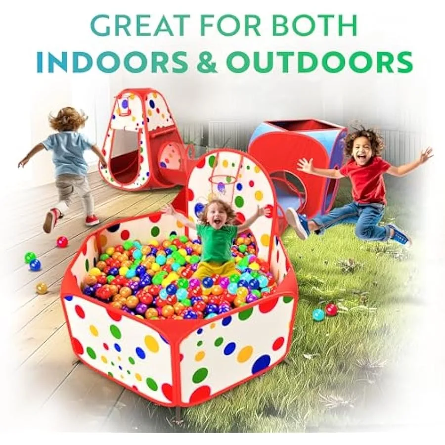 Playz – tentes de jeu 5 pièces, tunnels rampants et piscine à balles, tente de jeu Popup à rebond avec panier de basket-ball pour usage intérieur et extérieur