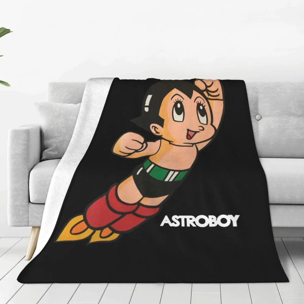 Vintage Astroboy Anime Robot Blanket Astro Boy Space Cartoon Manga Flannel Vintage Warm Throw Blanket for Bed Sofa Autumn/Winter