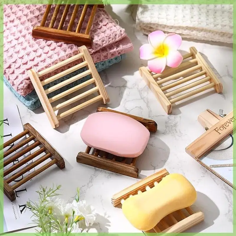 

10/20/50 шт., домашний деревянный держатель для мыла, деревянная полка для хранения мыла в ванной комнате, самовыравнивающийся деревянный поднос для мыла ручной работы