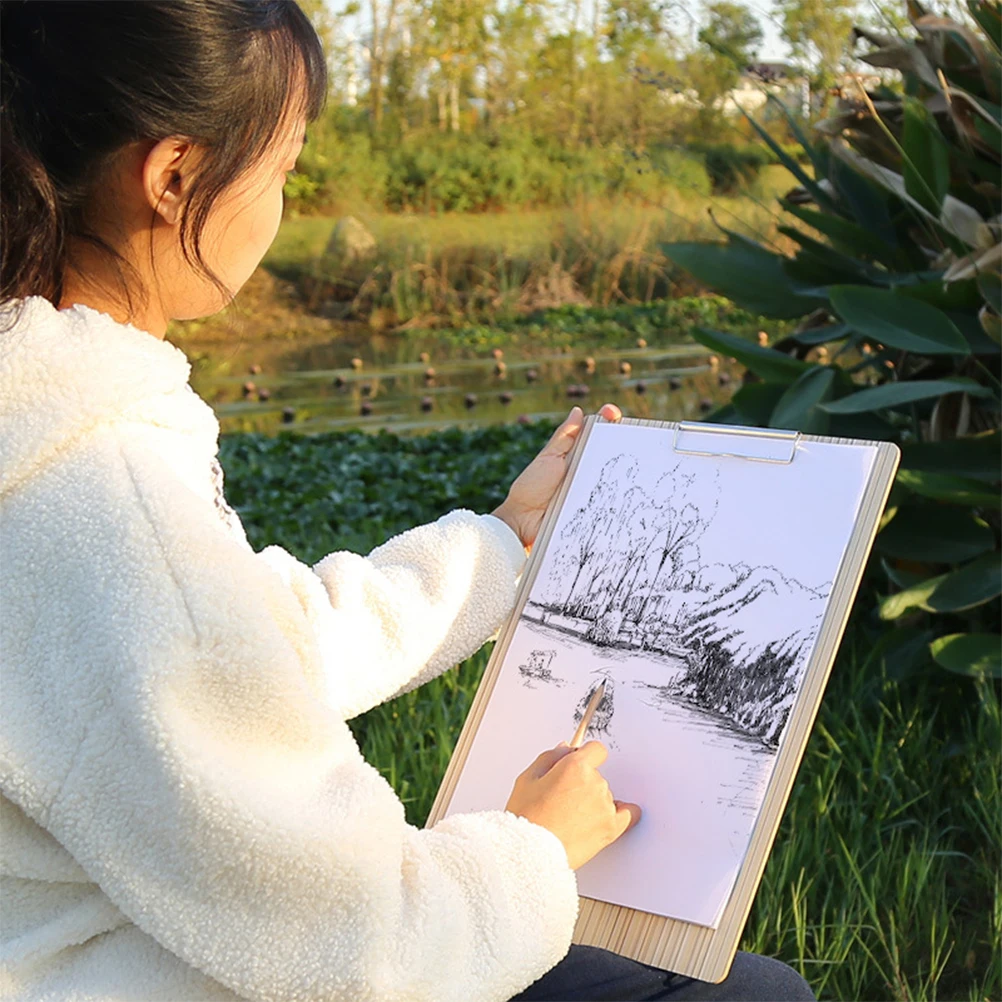 

1pc 48X36Cm Sketching Drawing Board Wooden Art Sketchpad Durable Clip Watercolor Studio Outdoor Use Coloring For Students Kids