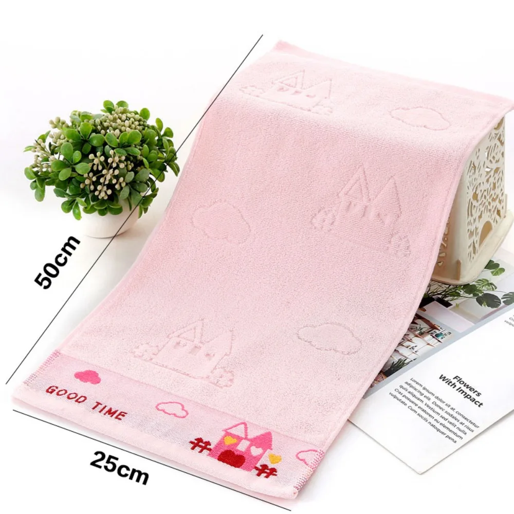 JJYY New 25x50cm Cute Baby Shower Cotton Towel Cotton Jacquard Pattern Cartoon Children Small Soft Face Towel 2 Styles