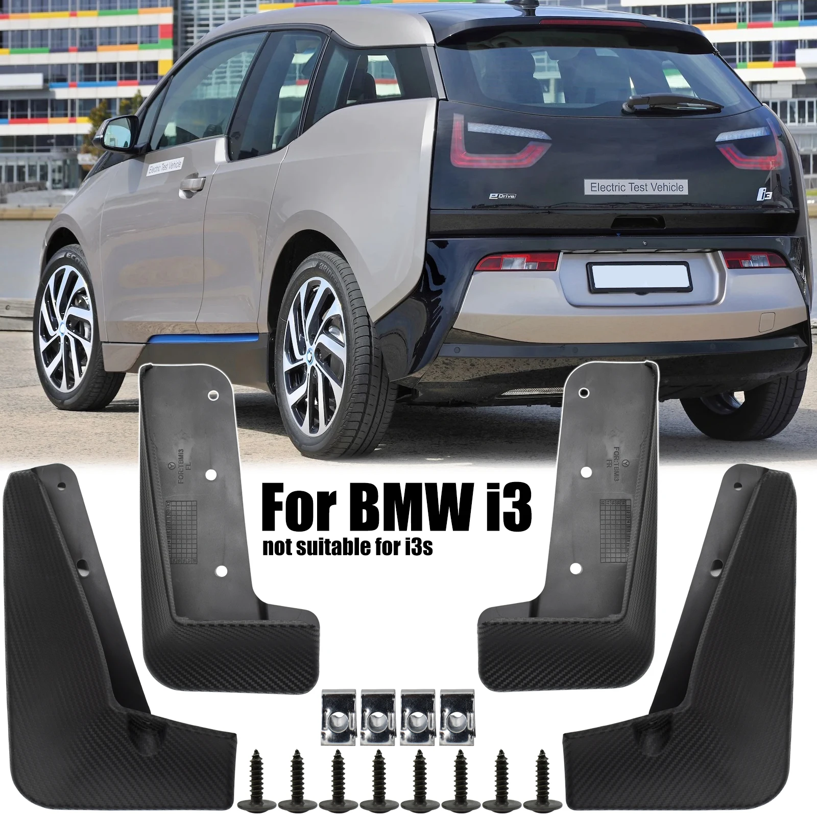 4x For Bmw I3 2013 - 2021 Splash Guards Mudguards Mud Flaps Front Rear Screws Cars Driver Passenger Side Car Accessories Replace