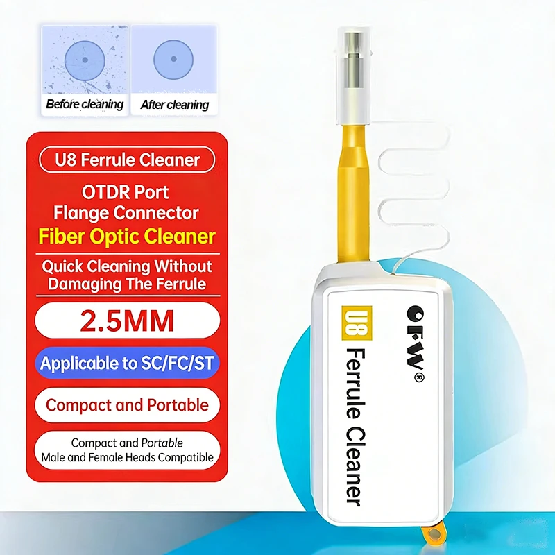 

Ручка-очиститель для оптоволоконных коннекторов SC/FC/ST, очиститель для торцевых поверхностей оптоволокна One Click Cleaner, ручка для чистки оптоволокна, 800+ очисток, купон