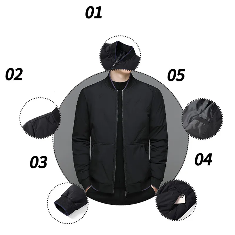 New Men\'S Fashionable Versatile Down Coat Korean Version Winter Casual Thick And Warm 80 White Duck Down Baseball Collar Jacket