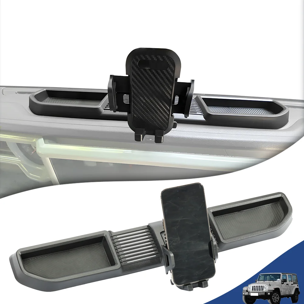 

Car Dash Panel Storage Box Tray Mount Phone Holder for Jeep Wrangler JL 2024 2025 Phone Mount Organizer Box Interior Accessories
