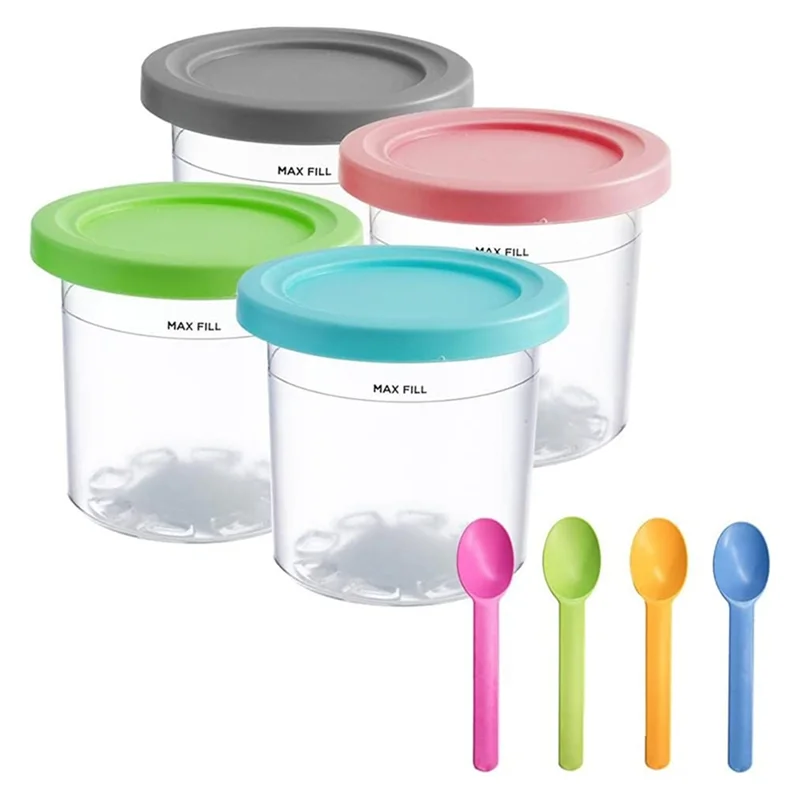 

4Pcs Ice Cream Pints Cup for Ninja for NC299AM C300S Series Reusable Can Store Ice Cream Gelato