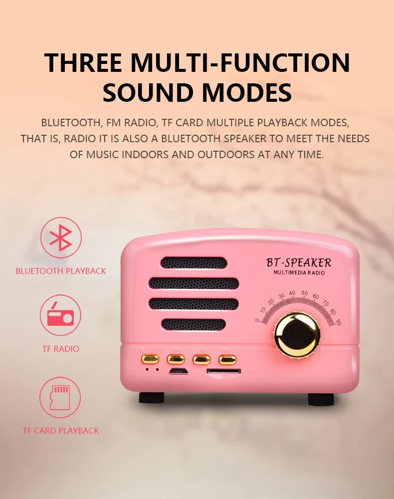 # Mini ลำโพงบลูทูธวิทยุ Retro Sound กล่องเครื่องเล่นเพลงไร้สายแบบพกพาไร้สายแบบพกพาฟรีคลาสสิกลำโพงสน...