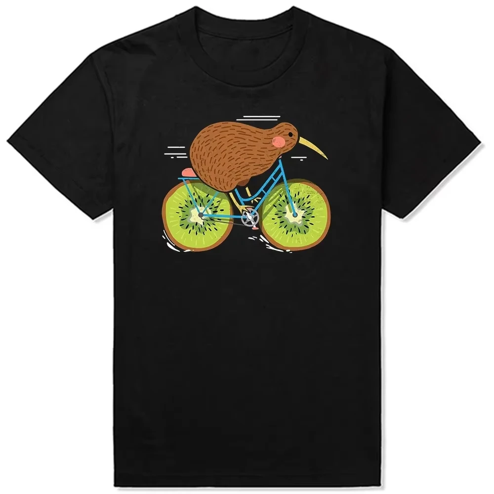 Camisetas clásicas con diseño de kiwi divertido en bicicleta de Cycle New Zealand, camisetas de algodón para regalos de cumpleaños, ropa de calle