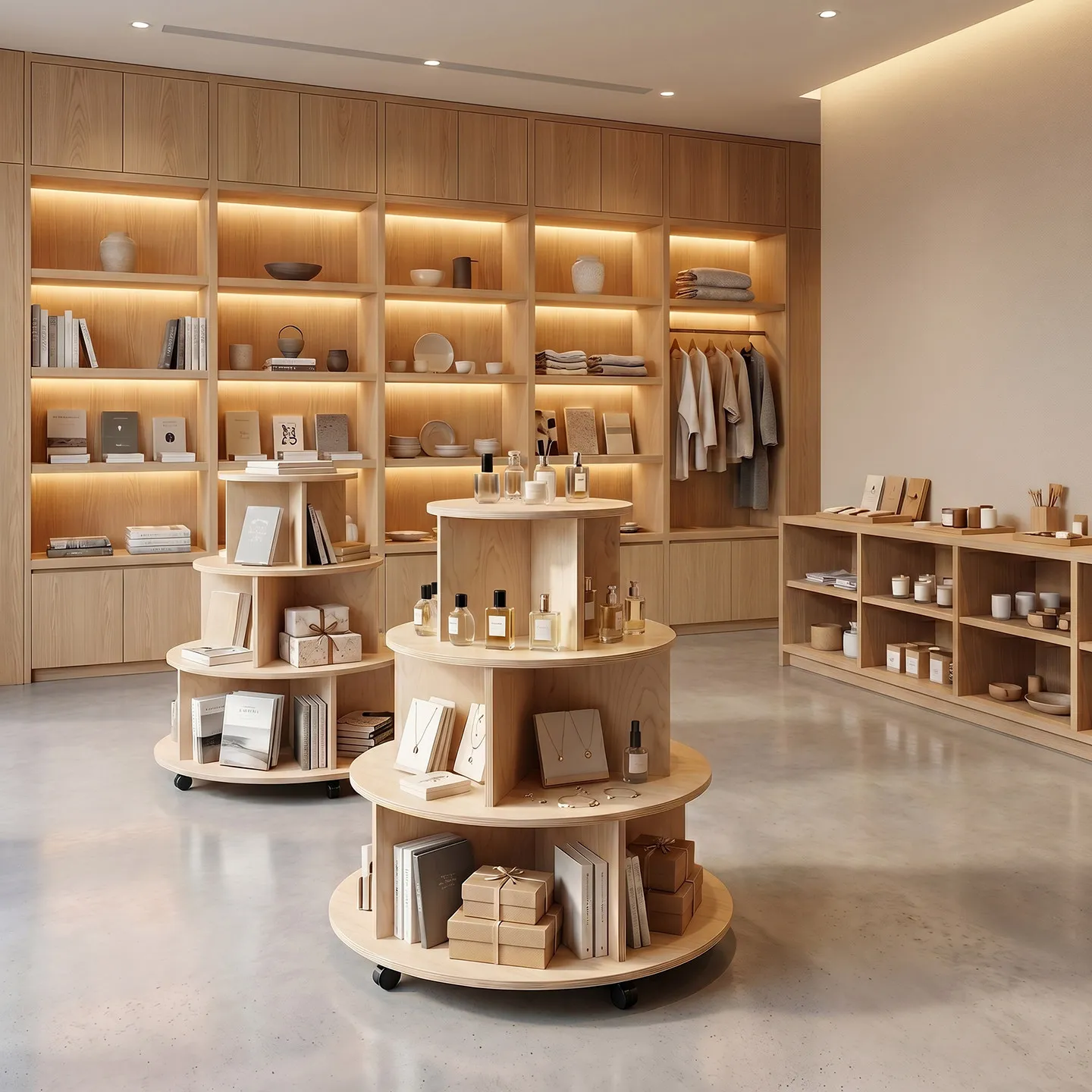 Multi-layer solid wood circular display Nakajima platform commodity exhibition movable store exhibition art exhibition hall