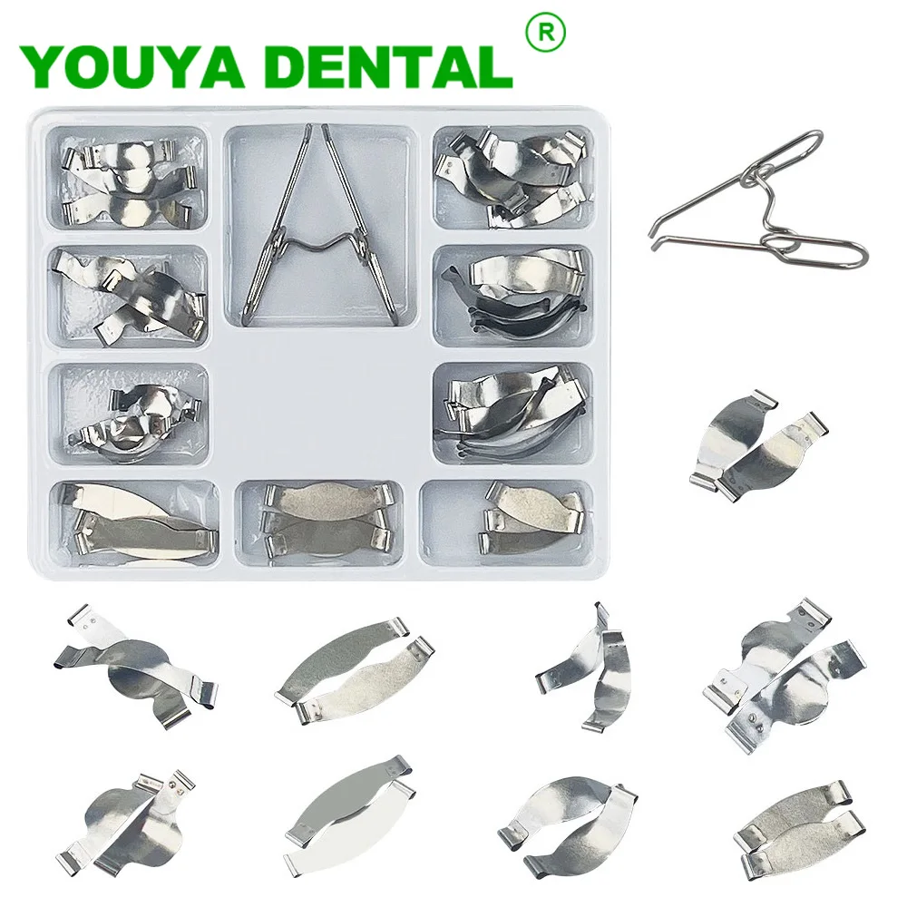 100pcs/box Dental Matrix Materials Sectional Contoured Metal Matrices Universal Kit for Teeth Replacement Dentist Tools