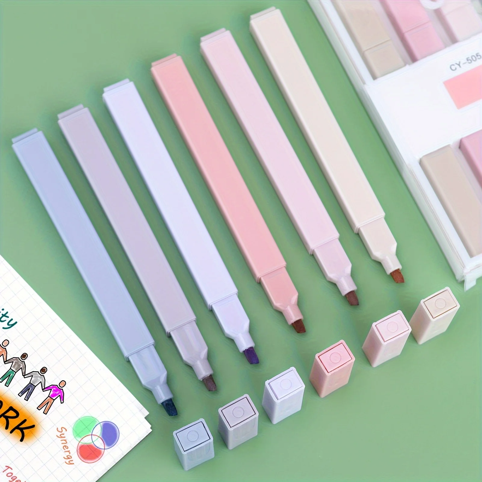 

12pcs colorful Aesthetic Highlighters Cute Assorted Random Colors, No Bleed With Soft Tip Stationary Markers, For Students