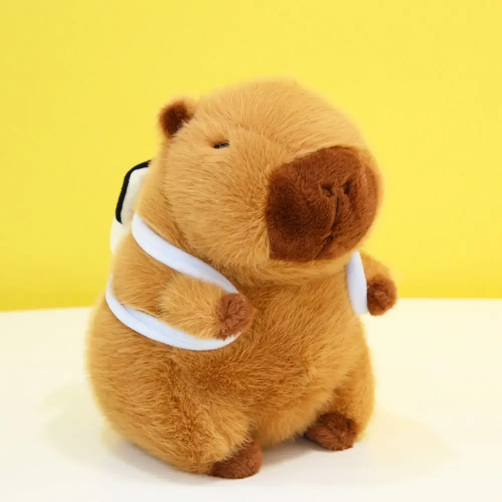 With backpack Capybara Plush Toy Summer Cloth Doll Capibara Anime Fluffty Toy Simulation Cartoon Capybara Plush Doll