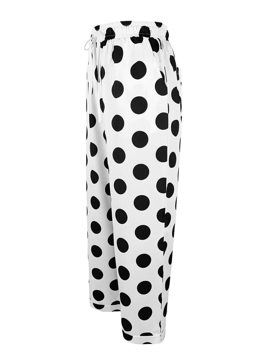 Plus-Size Damen Polka-Dot Weite Hose mit Hoher Taille, Lässige Freizeithose, Streetwear, Baggy Y2K Damen Herbst Lange Hose 2026 – Detail 5