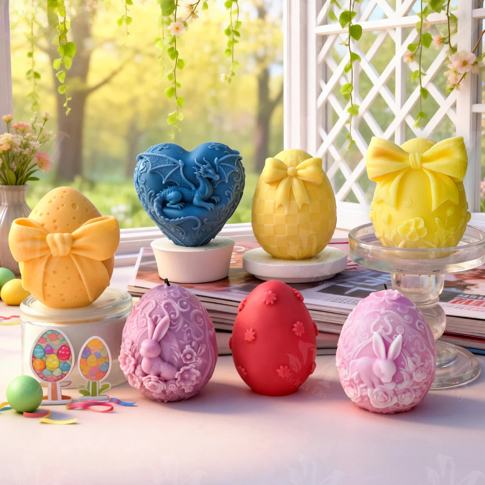 

DIY egg flower silicone mold scented Candle Plaster Epoxy resin Mold Easter Frangipani Manufacturing Mold