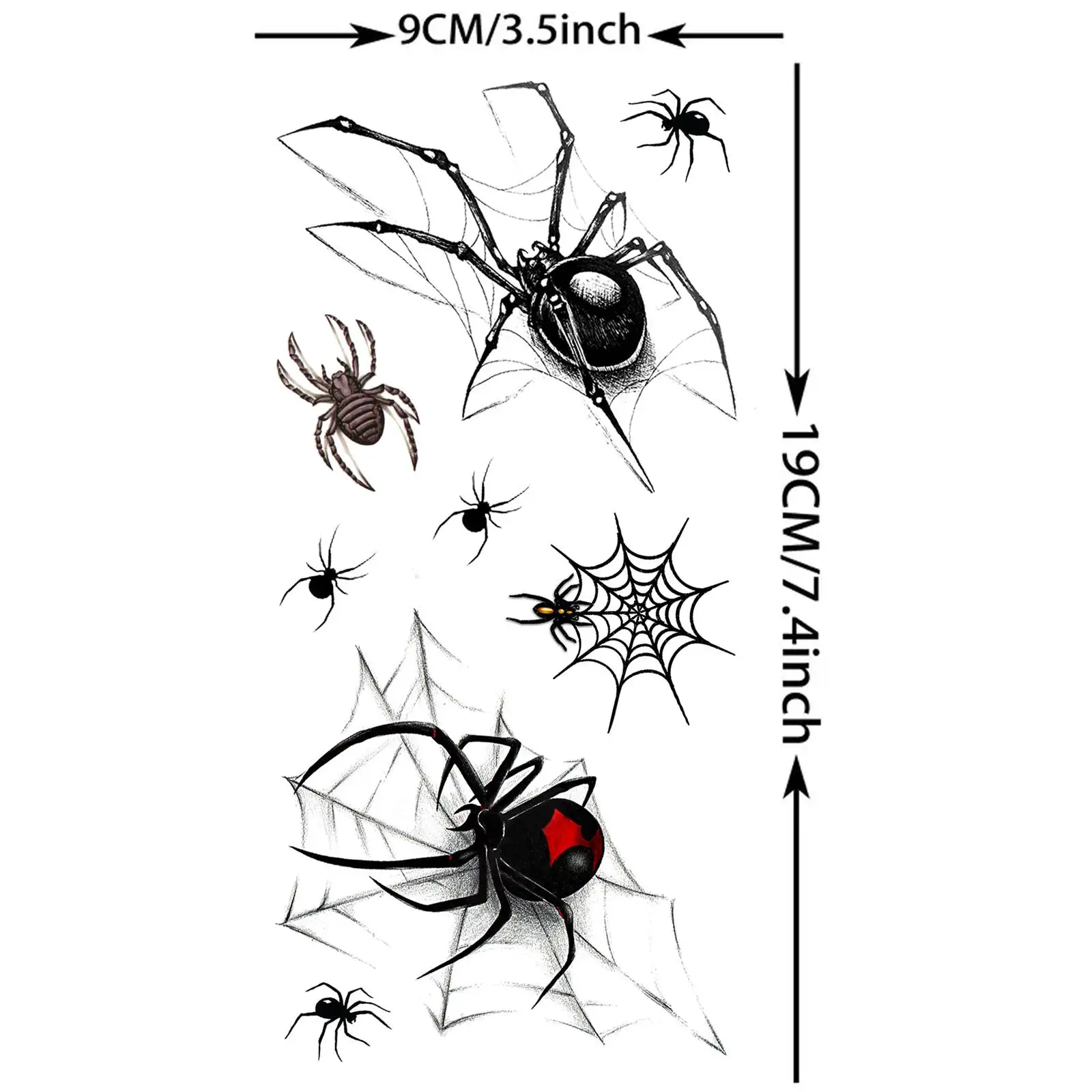 8 أوراق وشم مؤقت واقعي ثلاثي الأبعاد على شكل عنكبوت Spiderweb للرجال والنساء والكبار في الهالوين #5