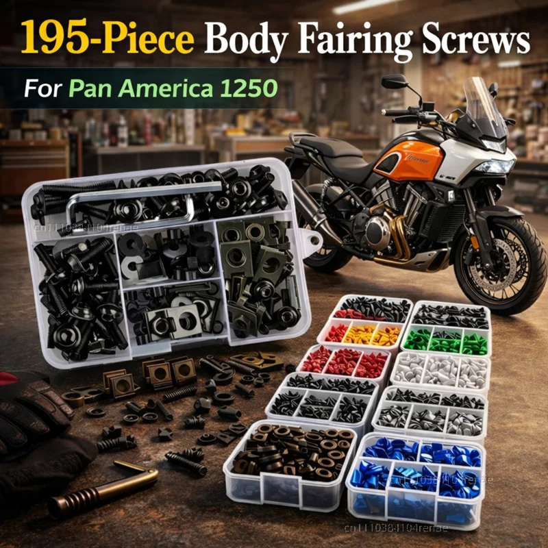 

195pcs Motorcycle Fairing Bolts Body Screws Nuts For Pan America 1250 Special RA1250 2021 2022 2023 Kit Aluminum CNC Fasteners