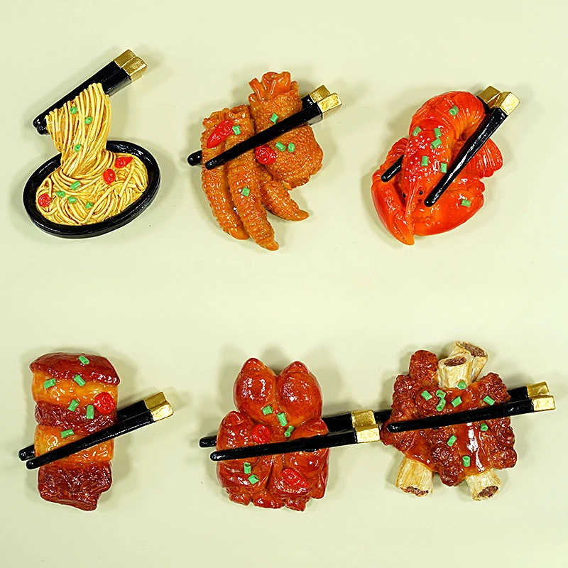 Chinese cuisine refrigerator sticker decoration large card food play chopsticks with noodles, ribs, lobsters, pig trotters, chic