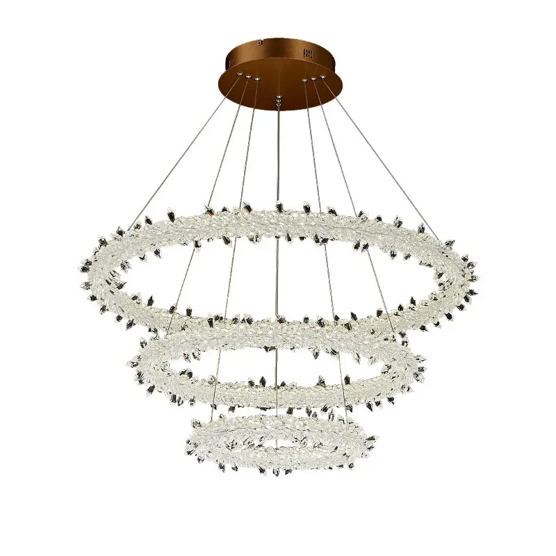 

Modern creative light luxury LED ring crystal chandelier Nordic simple restaurant decorative lamp