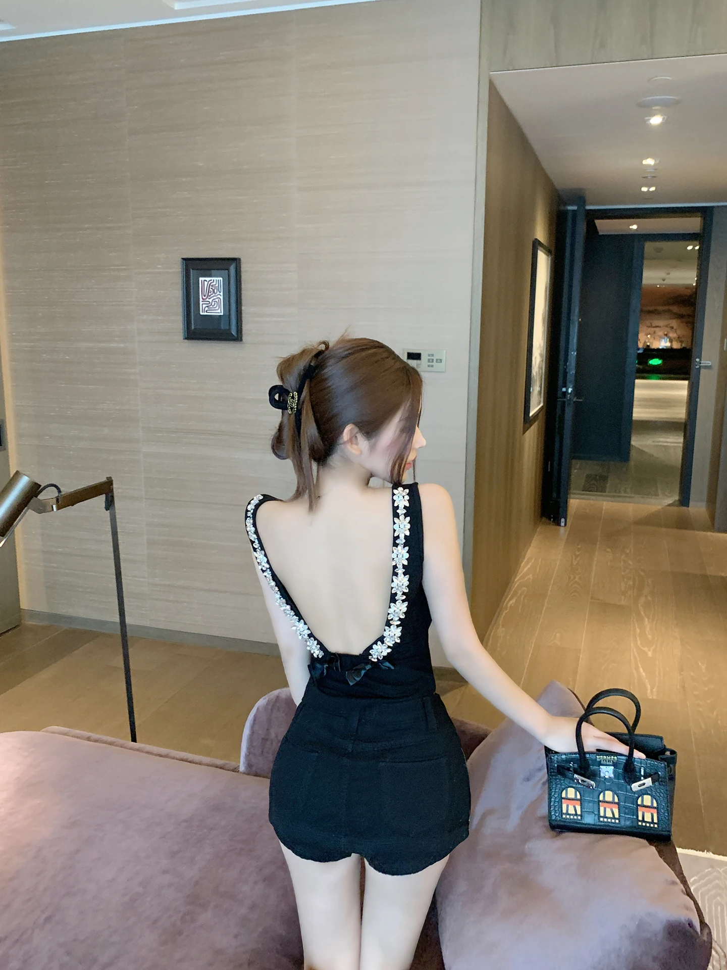 

Женский облегающий топ Luna Pure Desire Sexy Bal Diamond Drill Strap Top с встроенными чашечками, модный летний укороченный жилет