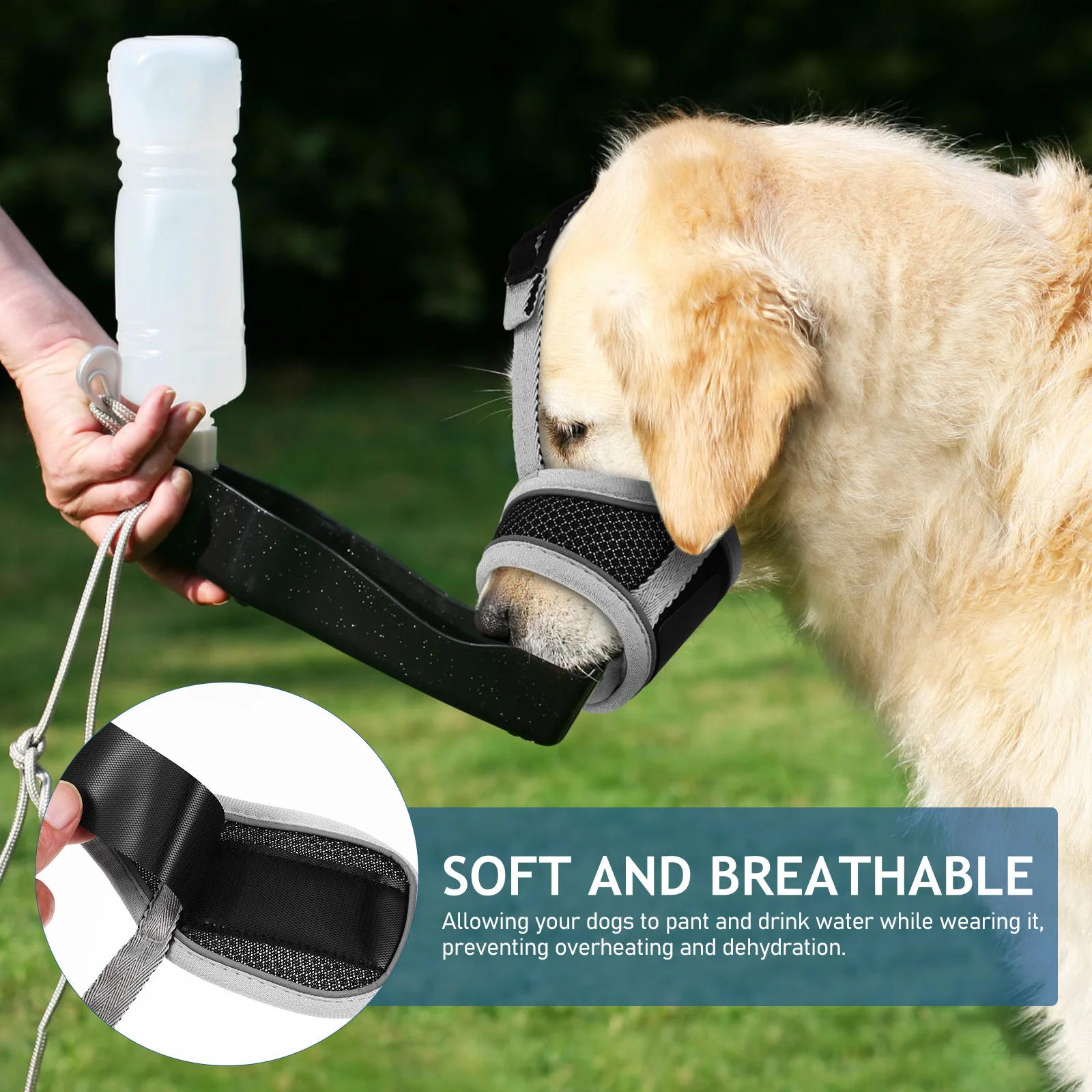 

Dog Mouth Cover Breathable Soft Fabric Adjustable Size L Secure Quick Release Buckle Prevent Biting Barking Medium Dogs Mouth