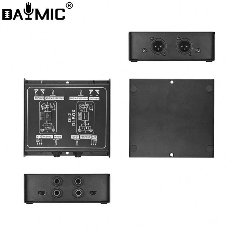 Professional DI 2 2 channel Audio DI Box Passive DIRECT BOX Low Noise Guitar Bass DI 2 Channel Audio Converter