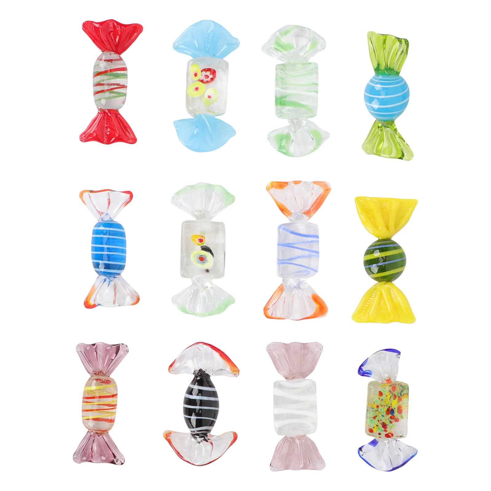 Szklane ozdoby cukierkowe 12 szt. Ręcznie robione dekoracje na imprezy, wesela, Boże Narodzenie, rekwizyty cukierkowe, rękodzieło, artykuły świąteczne, ozdoby.