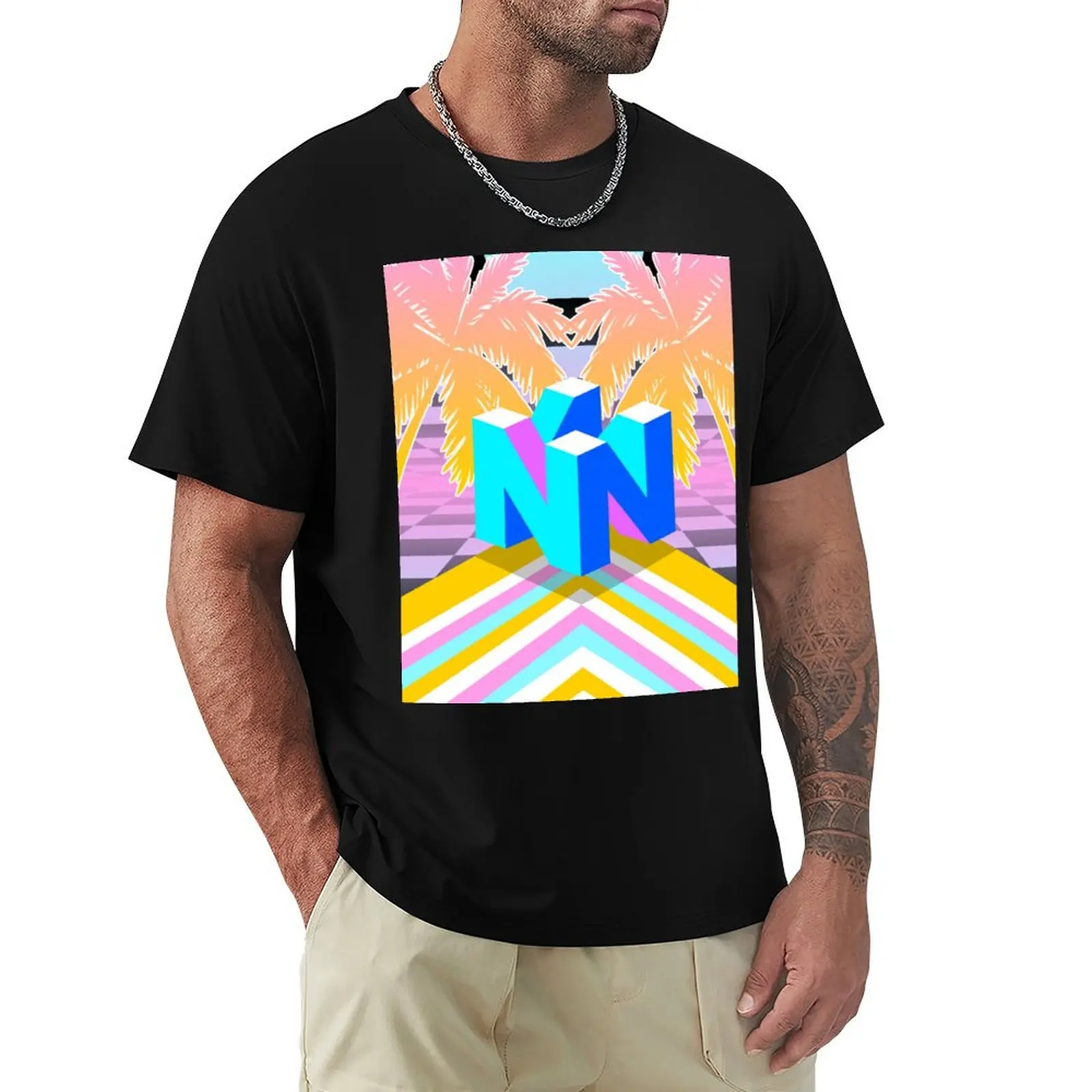 

N64 Wave T-Shirt anime clothes Louboutins blue lock vintage t shirts men tshirt