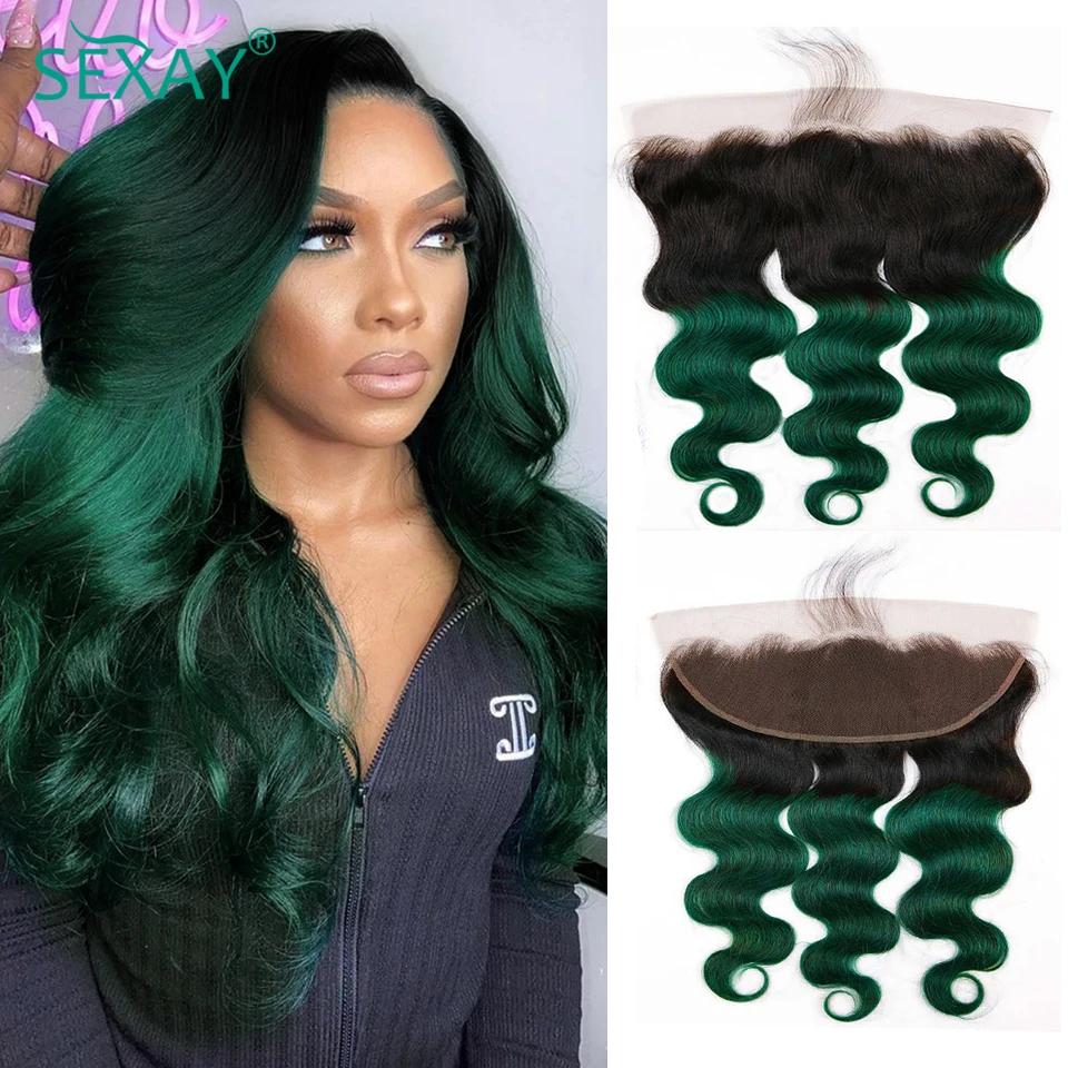 1B Blauw Transparant Kant Frontale Pre Geplukt Sexay Braziliaanse Menselijk Haar 1B Paars Turquoise 13X4 Gratis Deel Kant sluiting Frontals