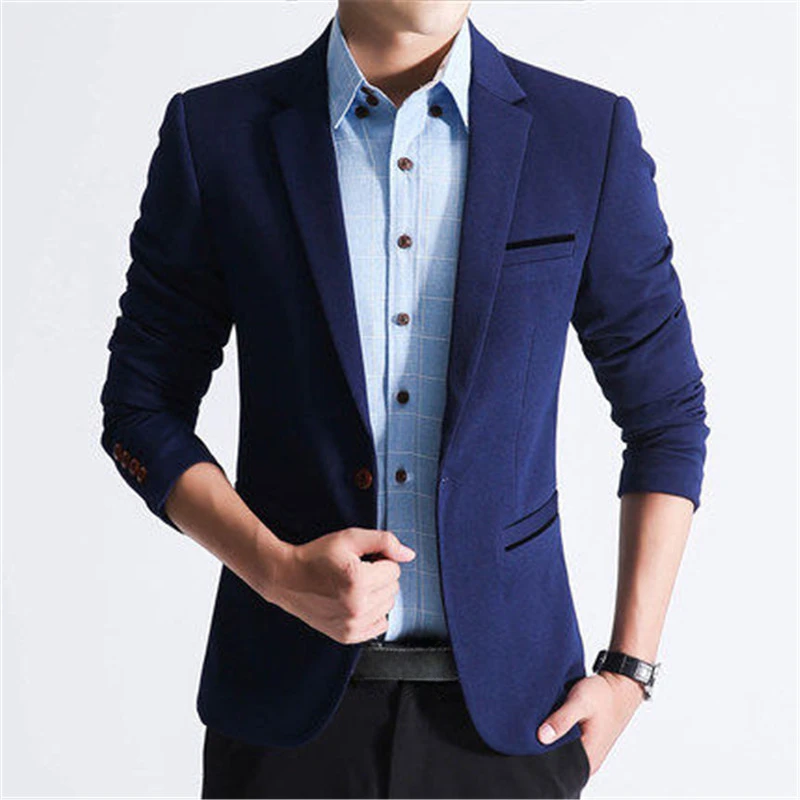 Blazer fino azul slim fit masculino, jaquetas estilo coreano, moda masculina de festa casual, roupas originais da moda, casaco elegante, 2021