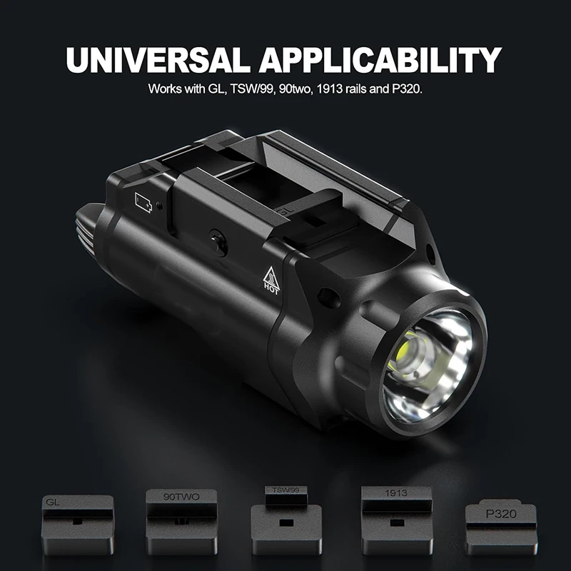 New 1000 Lumen Upgrade LED Pistol Weapon Light Compact Rail Mounted Handgun Tactical Flashlight Rail Locating Keys for Picatinny