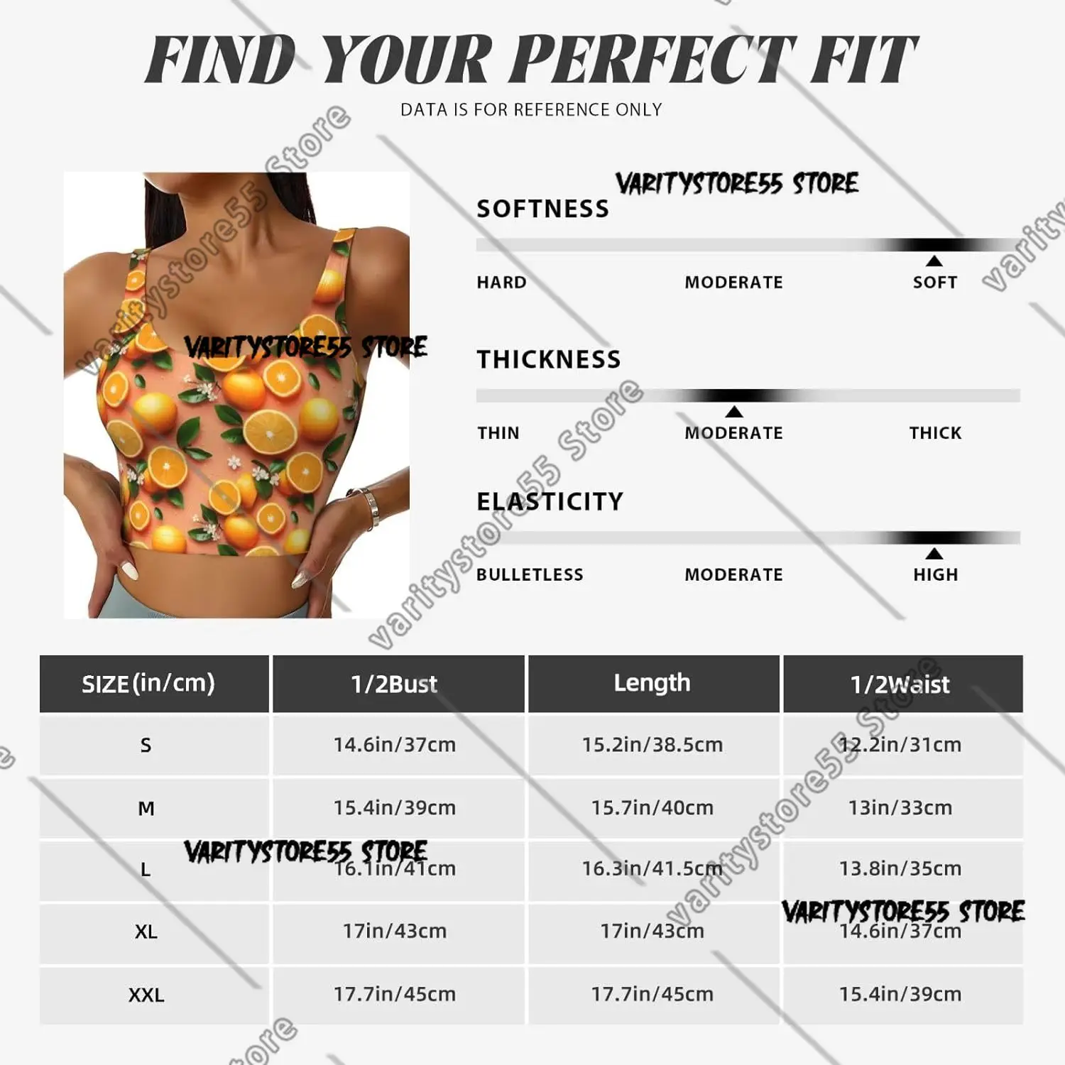 Sports Bras for Women High Support Realistic Orange Print Running Athletic Workout Crop Tank Top