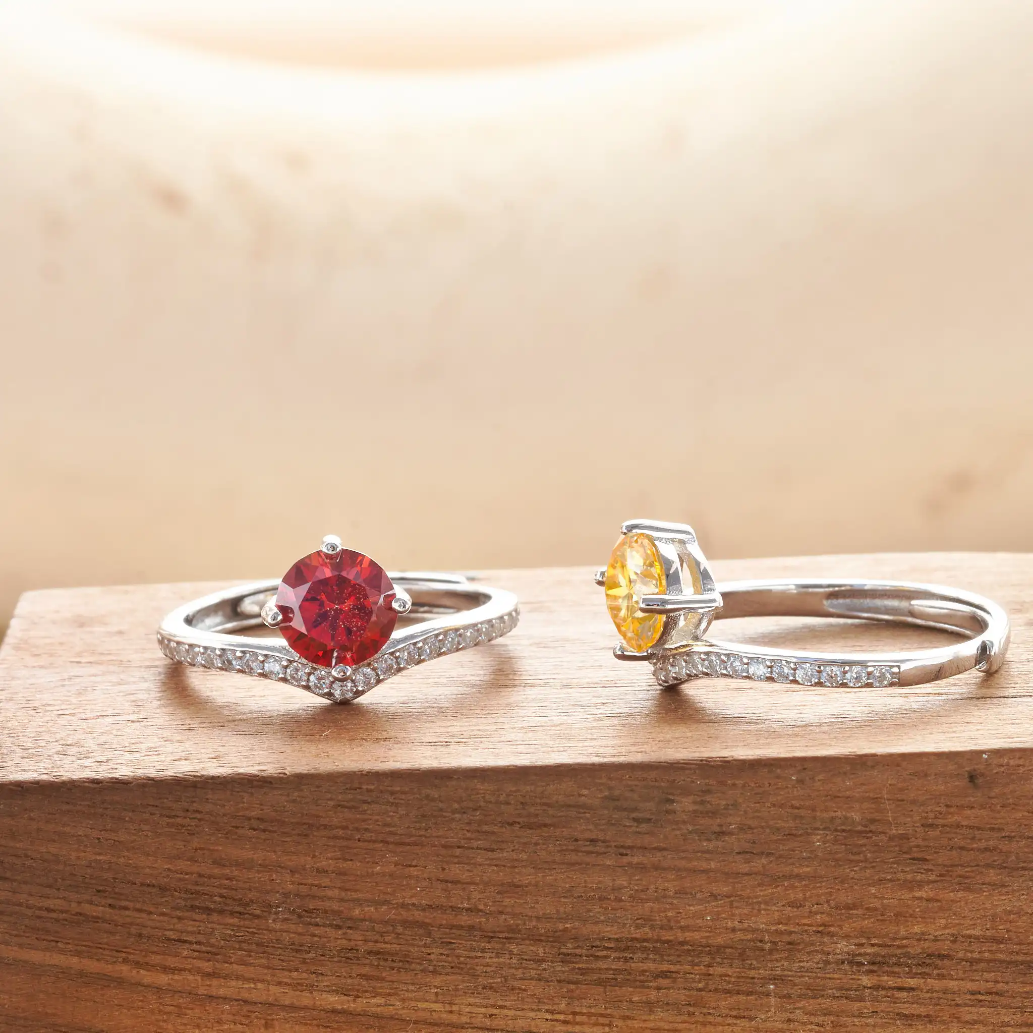 JH Echter 1 Karat Moissanit Ehering für Damen, 925 Sterling Silber, runder Brillant, Labor-Diamant Verlobungsring, Geschenk für Dates – Detail 8