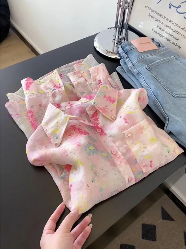 

Лето 2022, дизайн Sensation, тонкий цветочный солнцезащитный топ irt Jaet, женский свободный антивозрастной топ в стиле ретро, длинный све