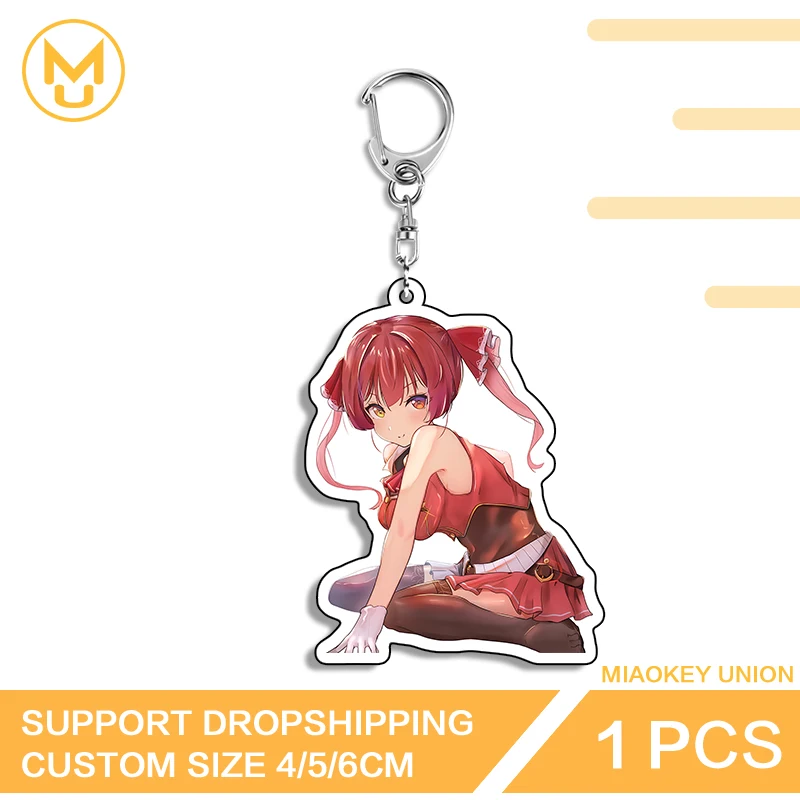 Kneel Sitting Hololive Houshou Marine Artistic Exquisite Double Sided Acrylic Key Chains Art Exquisite Anime Peripherals