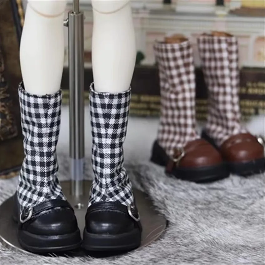 

Кукла BJD/SD, обувь до середины икры, 1/4 1/6, обувь для девочек и мальчиков с одной пряжкой, черные, коричневые, элегантные мини-сапожки с круглым носком, аксессуары для кукол на толстой подошве