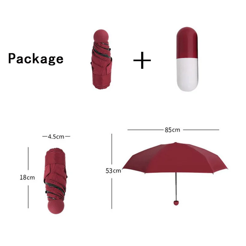 1Pc Mini Folding Umbrella Lovely Capsule Shape Umbrella Rain Sun Parasol Anti UV Small Pocket Umbrellas for Women Children