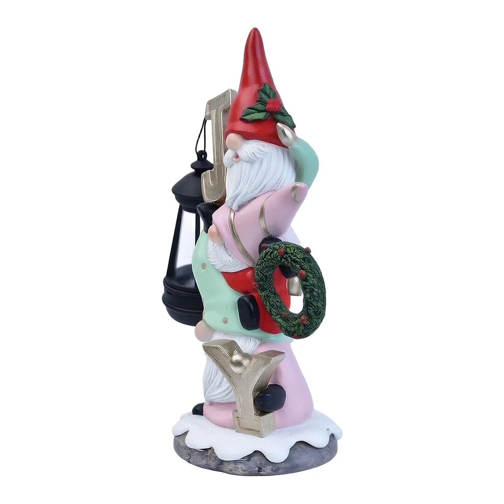 Automatic Solar Powered Christmas Garden Statue for Outdoor Use Synthetic Resin Construction for Year-Round Display