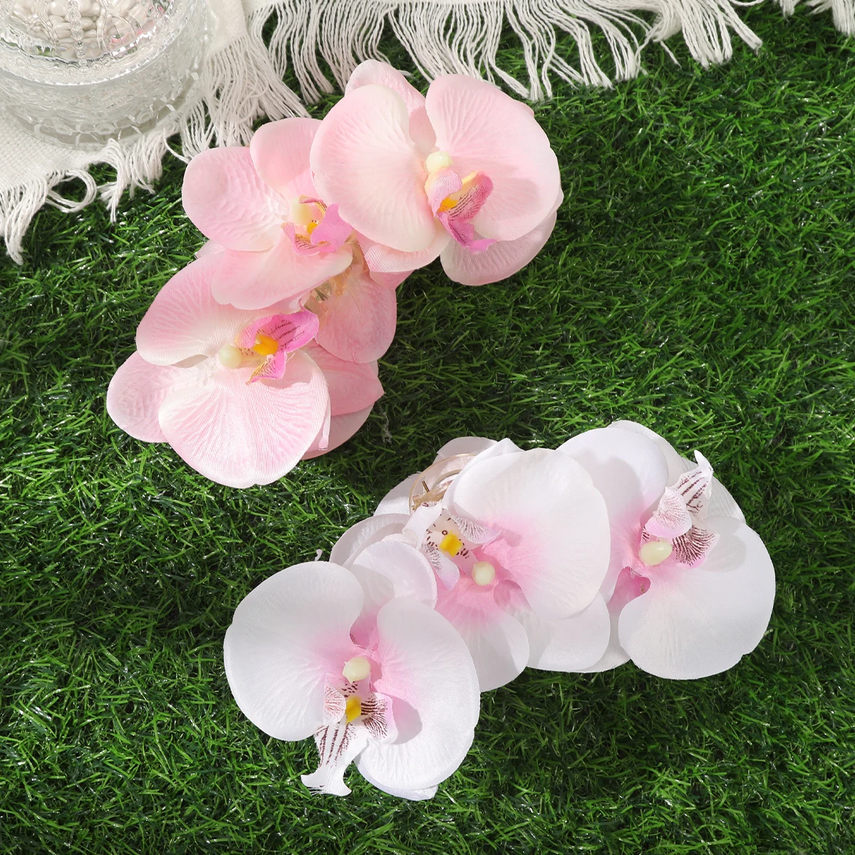 AWAYTR Phalaenopsis Orchid Hair Claw Flower Shark Clip Women Retro Floral Exaggerated Wedding Party Hair Clip Hair Accessories