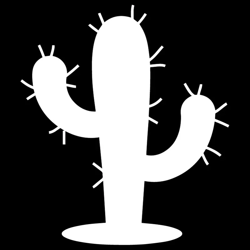 Cactus Plant Cartoon Car Sticker Window Door Decoration Fashion Decal Pvc Motorcycle Car Decal Sticker, Black/white, 17cm*15cm