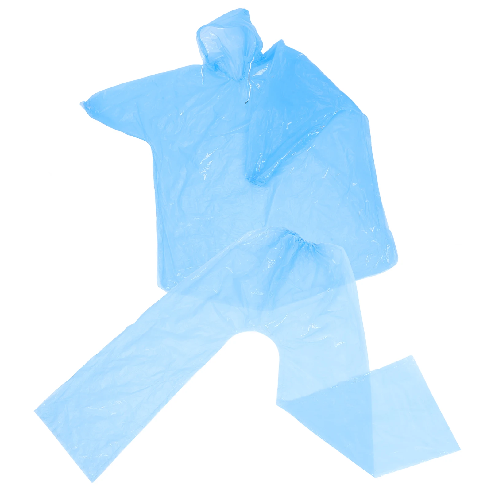 

1 set Adult Disposable Raincoat with Hood Waterproof Lightweight Portable Poncho Unisex Rain Pants Cycling Outdoor