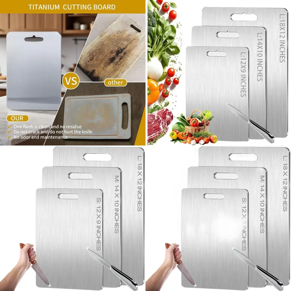 

Pure Titanium Kitchen Cutting Board - 100% Food-Grade, 18 x 12, Enhanced Hygiene & Durability for Meat, Fruit, and Veggie Cuttin