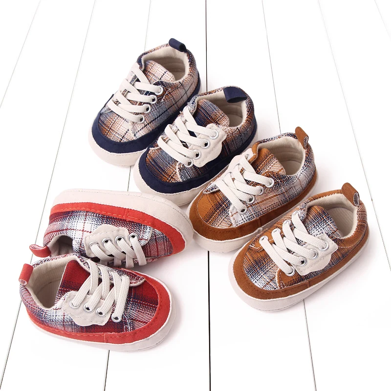 

Spring Autumn New Style Baby Shoes 0-1 Years Old Fashion Checkered Baby Shoes with Soft Bottom and Anti-Slip Design for Learning