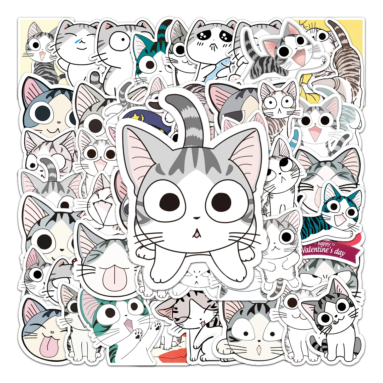 50pc Cute Cat Series Cartoon Cute Graffiti Stickers Suitcase Laptop Guitar Skateboard Personalized Decoration Stickers