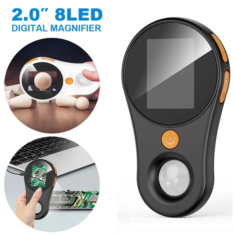 2.0inch 500X Digital Microscope 1080P Video Coin Microscopio with Magnifying Glass Wiht 8Leds for Electronics Repair Windows/Mac