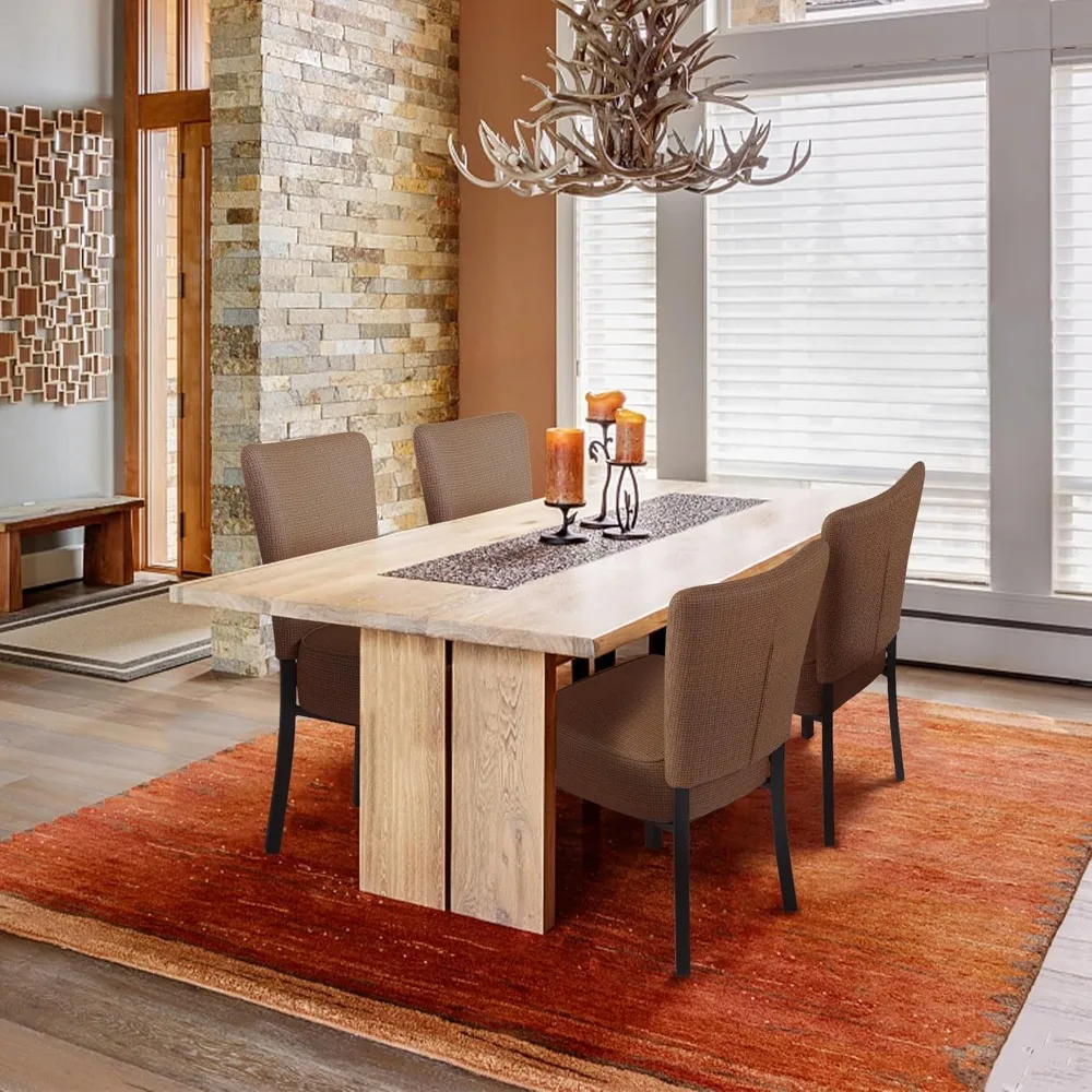 Leather Dining Chairs Set of 2 Modern Kitchen Room Chairs with Upholstered Fully Assembled Heavy Duty Sturdy Mid Century, Vinyl