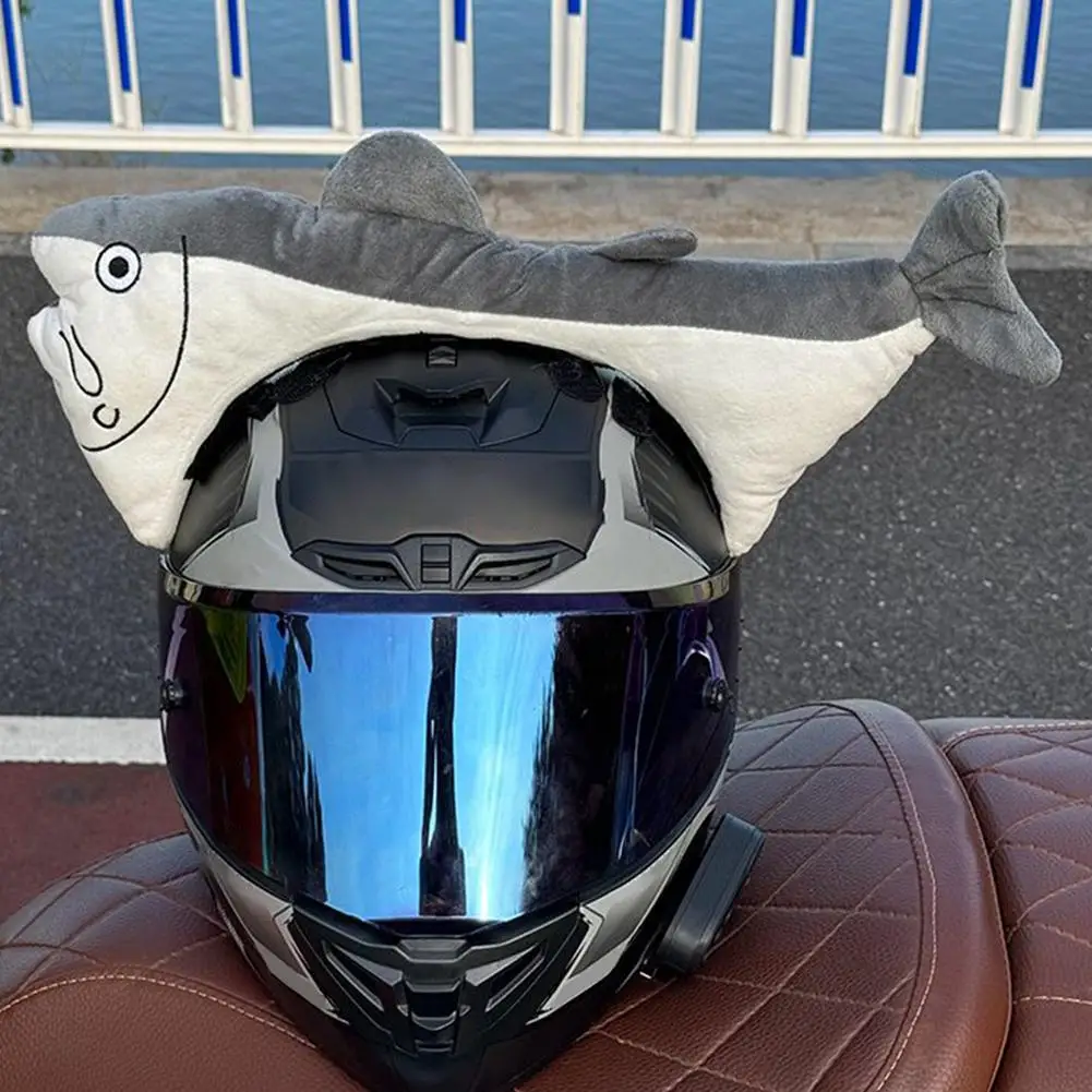 Motorcycle Helmet Shark Decoration Plush Shark Helmet Accessories Personalized Helmet Style Rider Personality Display Accessory