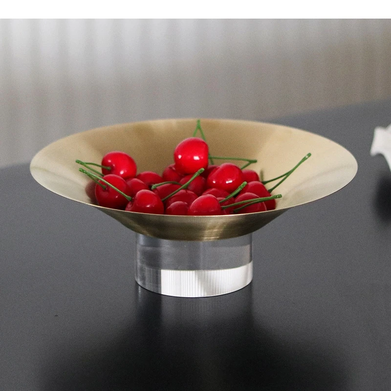 

Round Fruit Platter High-legged Metal Pallet Fruit Tray Snack Bowl Desktop Storage Container Home Decoration Accessories