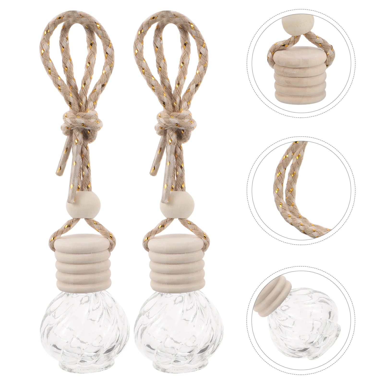 

2 Pcs Decorate Aromatherapy Bottle Exhaust Screen Filter Fan Glass Car Freshener Pendant