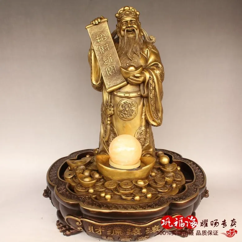 TOP GOOD protective- Mascot Money Drawing the god of wealth Fortune bronze statue sculpture Decoration