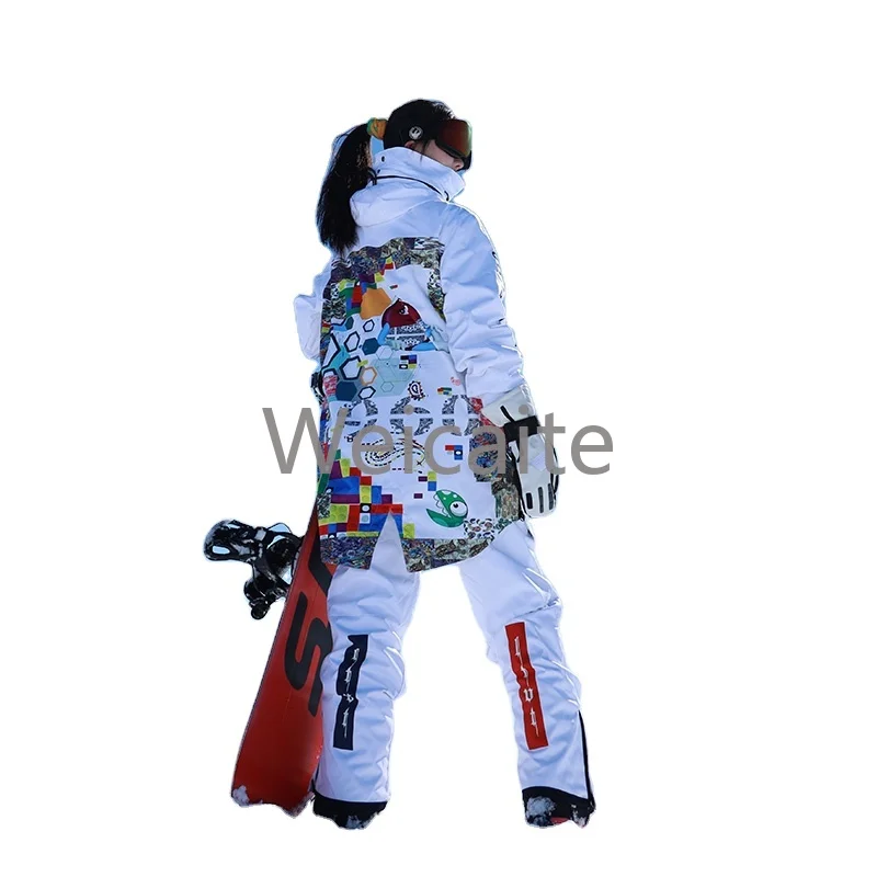 

Set Winter Oversized Men's and Women's Warm Windproof Waterproof Ski Jacket Removable Ski Pants Ski Snowboard Set